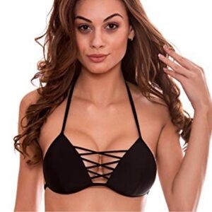 Relleciga Paris Strap Tie Halter Bikini Top NWT Women's Size Medium
